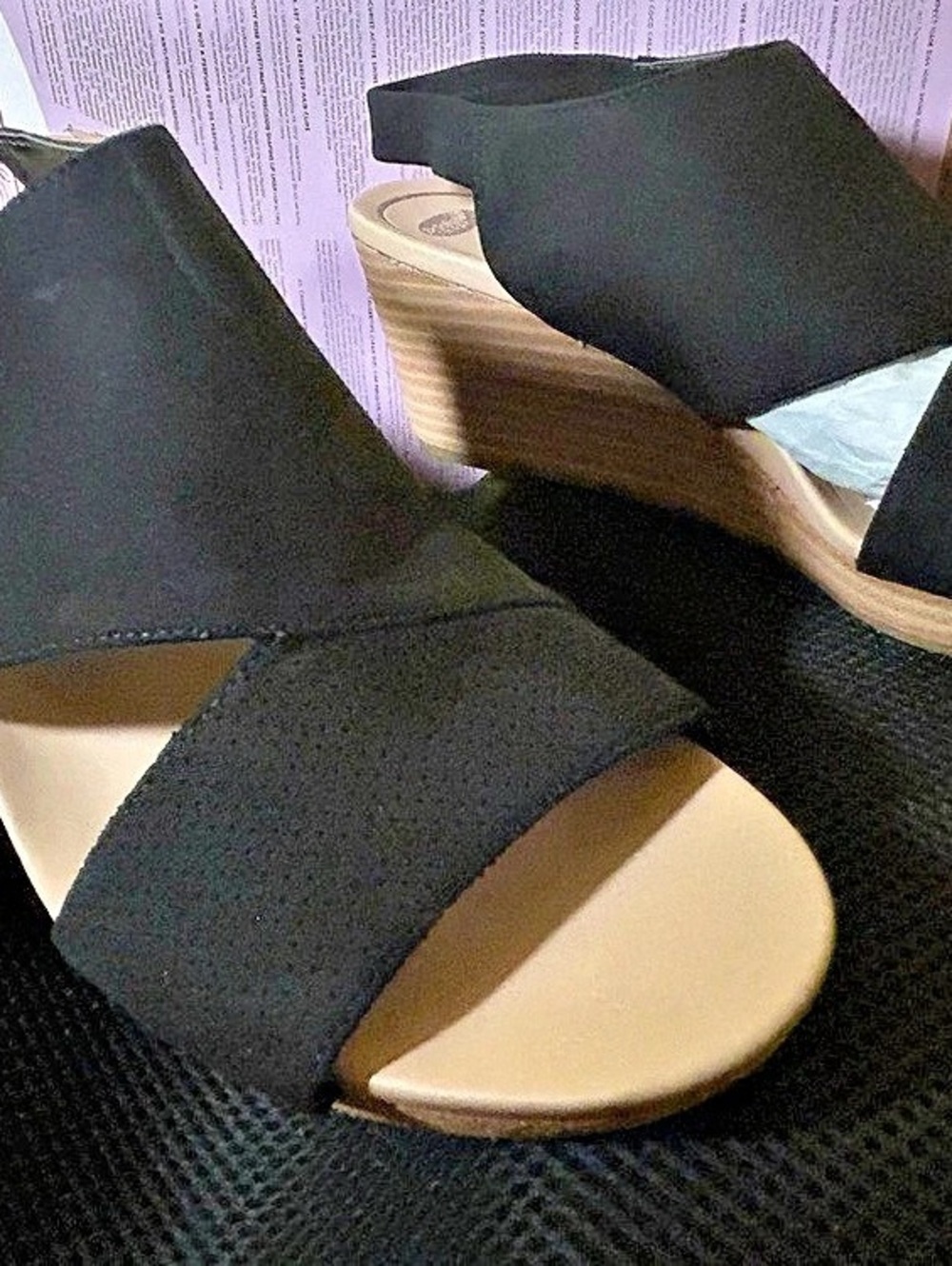 Dr. Scholl's Brita Black Wedge Sandals US 9.5 M